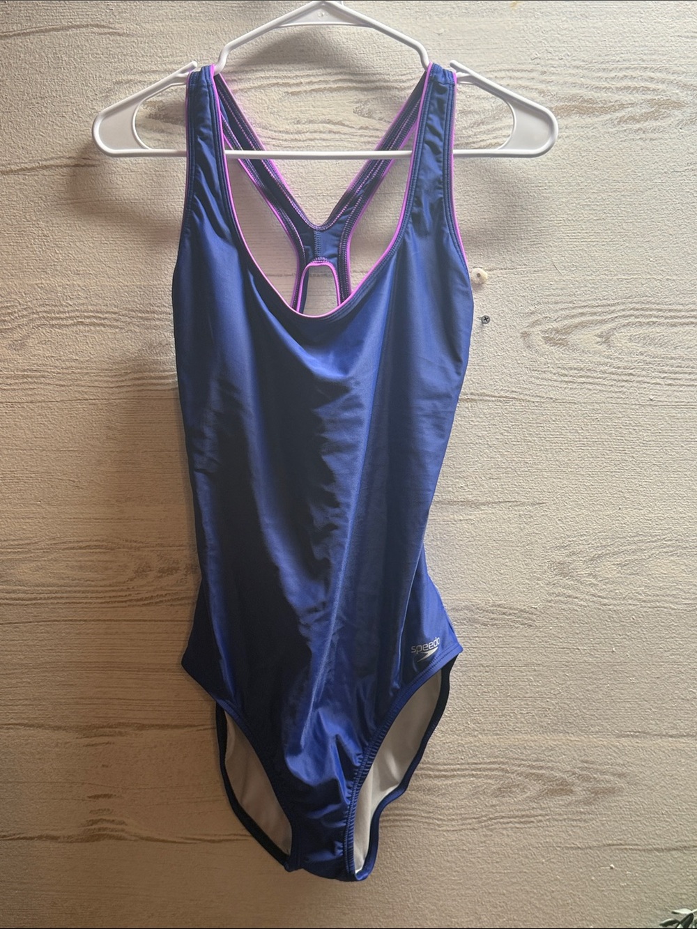 Speedo blue and hot pink racer back one piece swim bathing suit size 12.